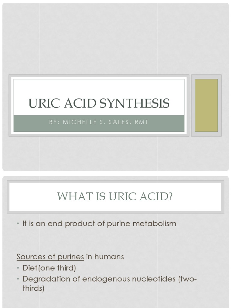 Uric Acid Synthesis: By: Michelle S. Sales, RMT | PDF | Nucleotides ...