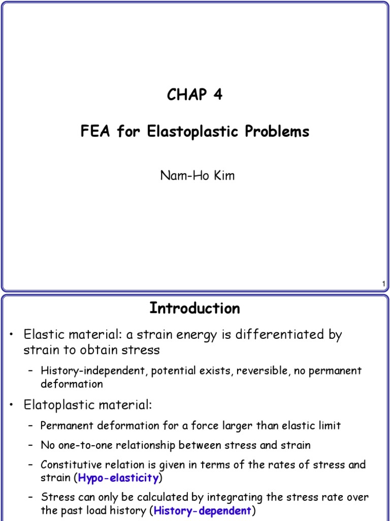 Chap 4 FEA For Elastoplastic Problems: Nam-Ho Kim | PDF | Deformation ...
