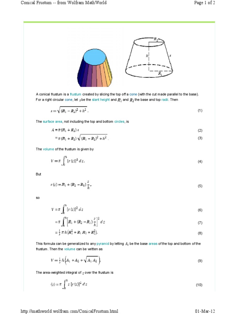 Frustum Slant Height Radii: Cone Cone | PDF | Mathematical Objects ...