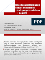 Kesukaran Kanak-Kanak Disleksia Dari Segi Bahasa (Menulis