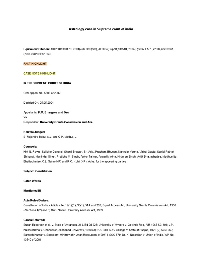 Astrology Case in Supreme Court of India PDF Establishment Clause Astrology Case in Supreme Court of India PDF Establishment Clause