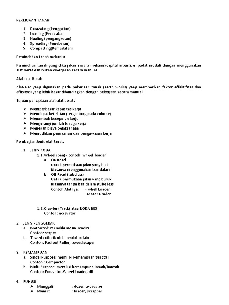 Panduan Alat Berat Pekerjaan Tanah | PDF