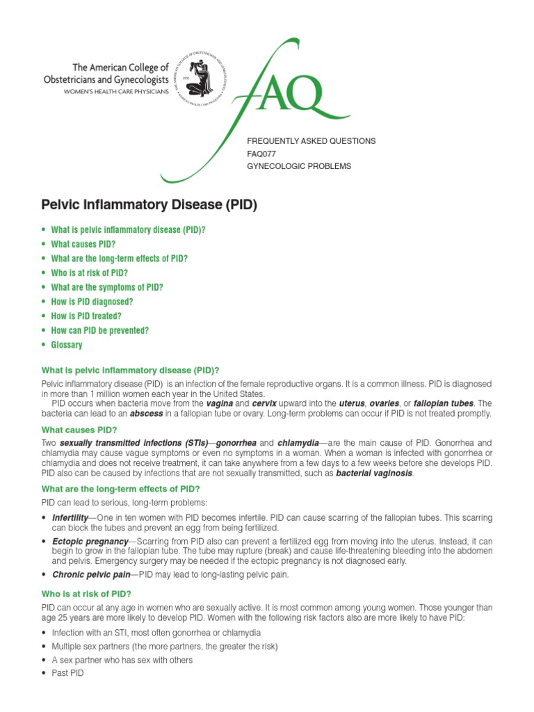 Pid PDF | PDF | Sexually Transmitted Infection | Reproduction