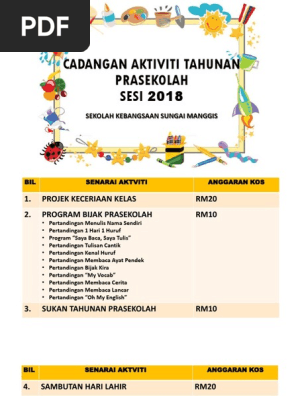 Cadangan Aktiviti Tahunan Prasekolah Pdf