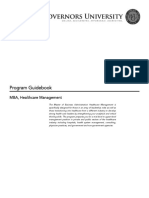 Program Guidebook: MBA, Healthcare Management