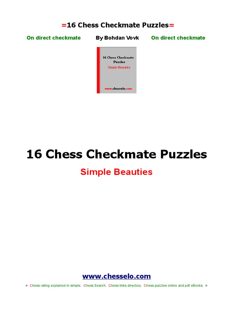 16 Checkmate Puzzles PDF | PDF | Chess | Games Of Mental Skill