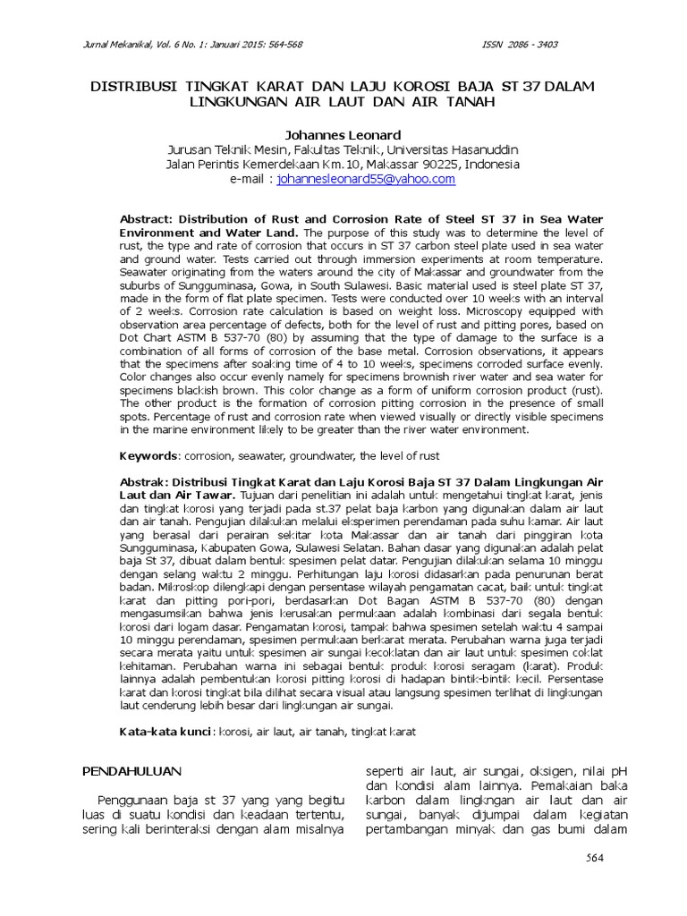 Corrosion of ST 37 Steel in Water | PDF | Social Science | Science ...
