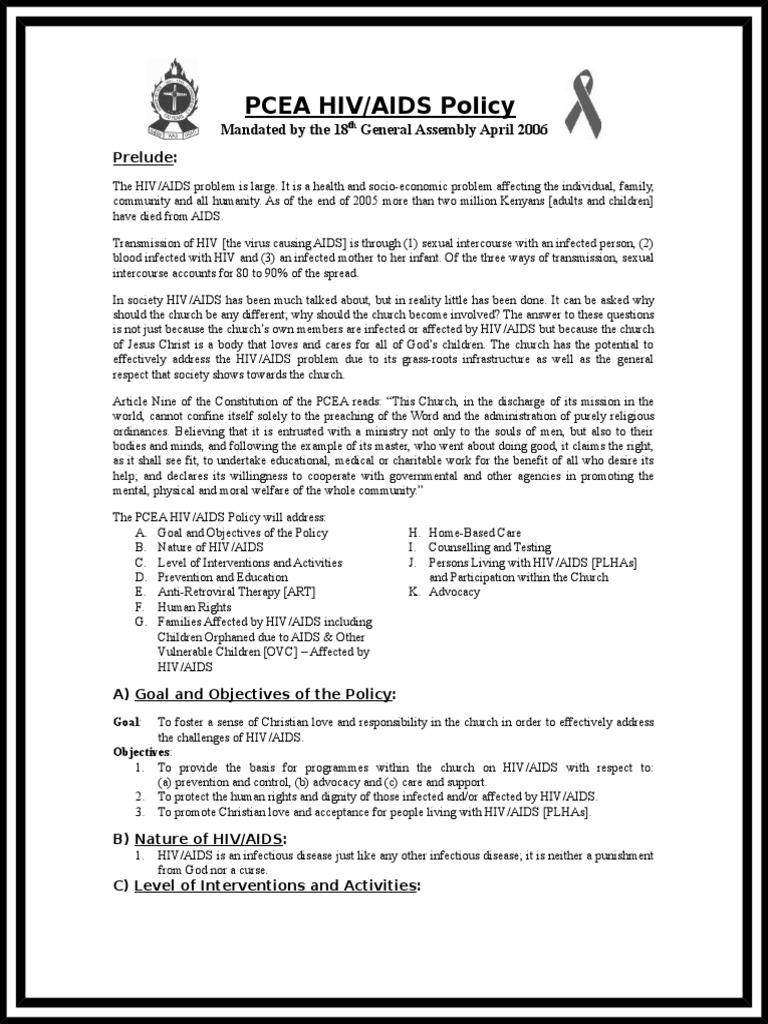 HIV AIDS Policy Simpleformat 14 | PDF | Management Of Hiv/Aids | Hiv/Aids