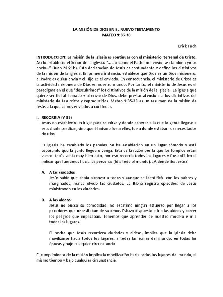 La Misión de Dios en el Nuevo Testamento | PDF | Cristo (título ...