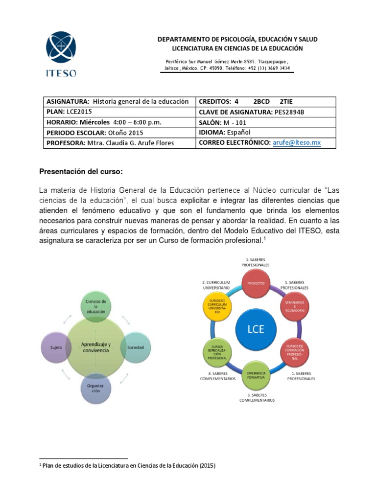 Historia de la Educación en el ITESO | PDF | Plan de estudios | Moodle