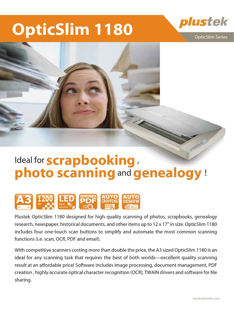 Opticslim 1180 Scrapbooking Photo Scanning Genealogy PDF Image