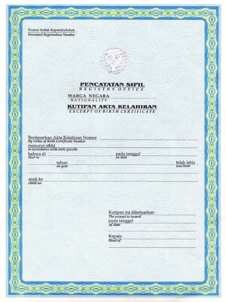 Blanko Kosong Akta Lahir PDF