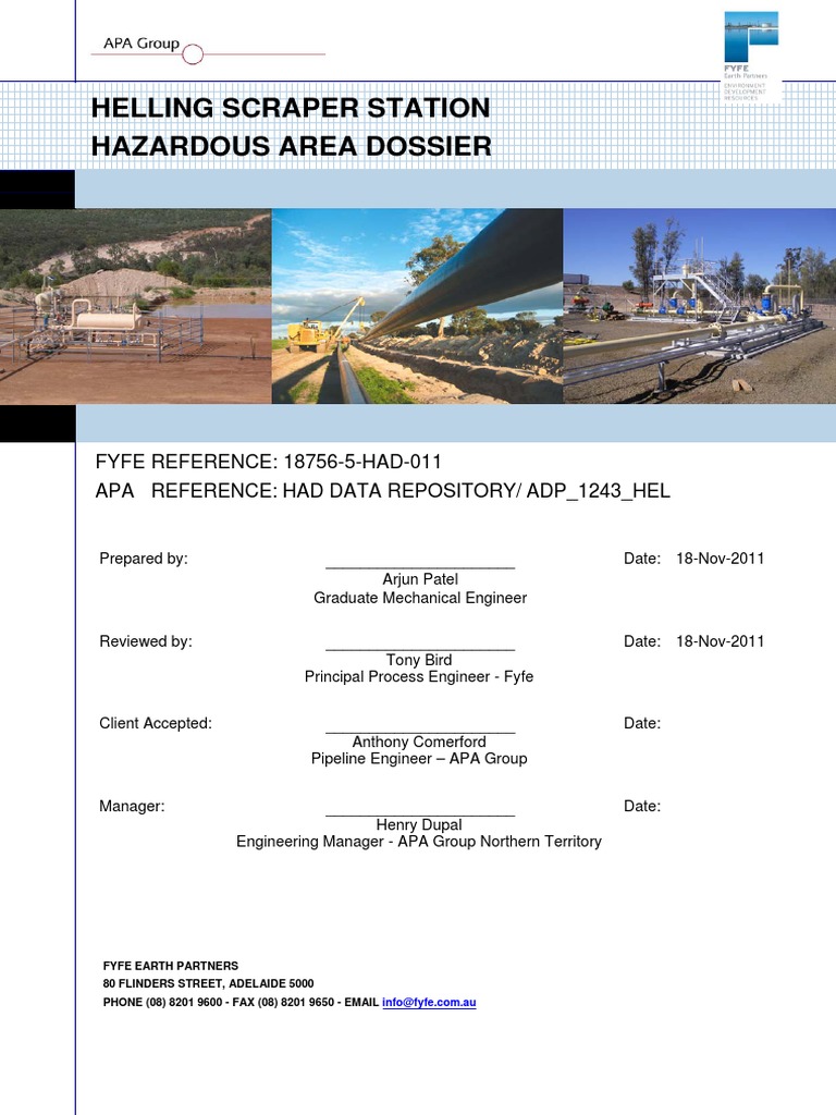 Helling Scraper Station Hazardous Area Dossier PDF Valve Pipeline
