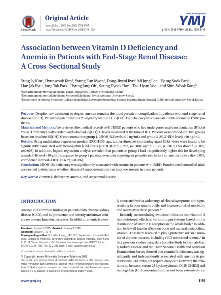 Association Between Vitamin D Deficiency and Anemia in Patients With