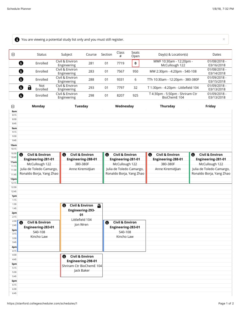 Schedule Planner | PDF