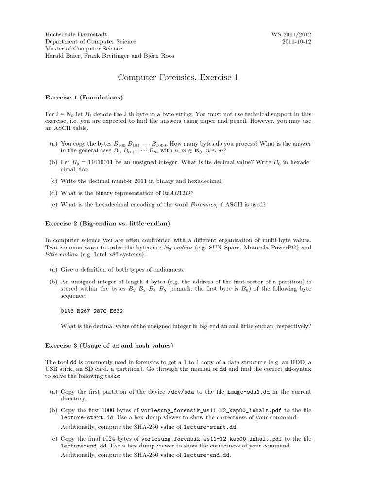 Endianness in Computer Forensics | PDF | Computer Architecture ...