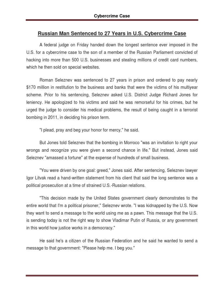 Sample Cybercrime Case PDF Indictment Cybercrime