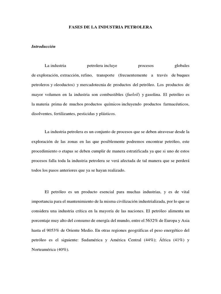 Fases de la Industria Petrolera | PDF | Refinería de petróleo ...