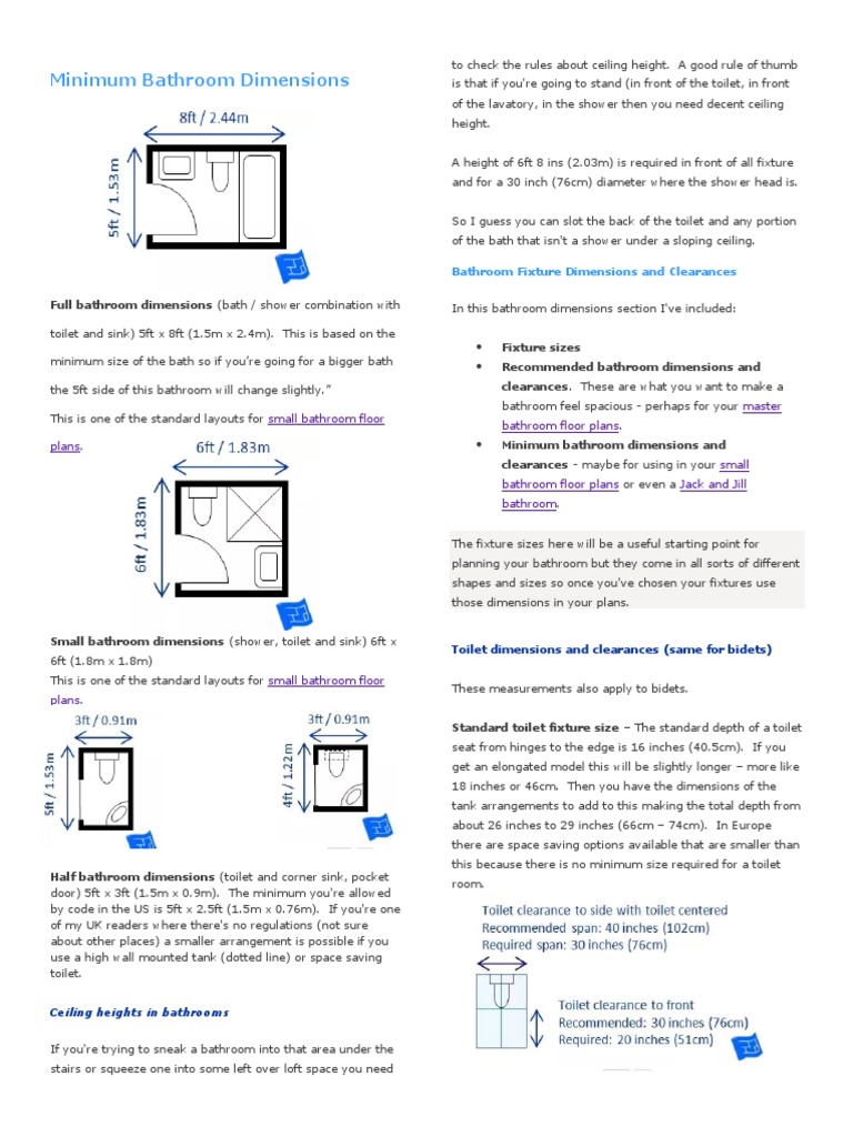 Minimum Bathroom Dimensions Bathroom Sink