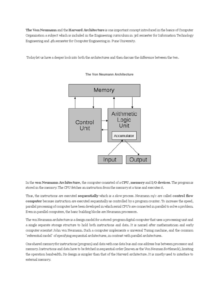 The Von Neumann | PDF | Central Processing Unit | Computer Architecture