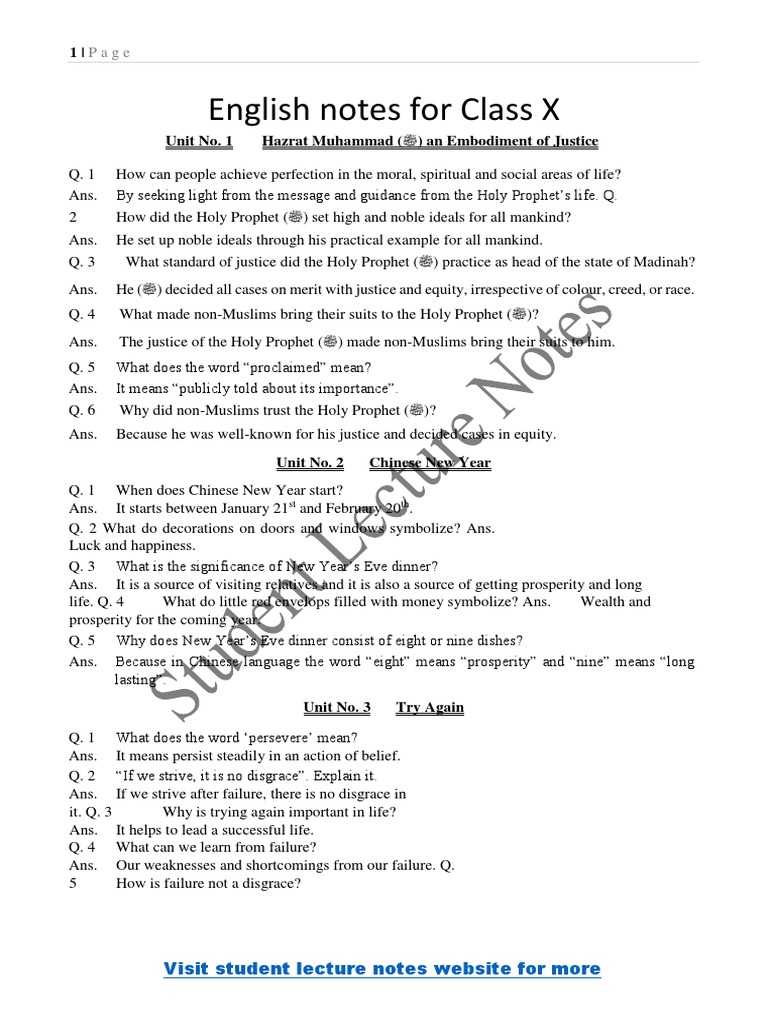Complete English Notes For Class 10th Pronoun Verb