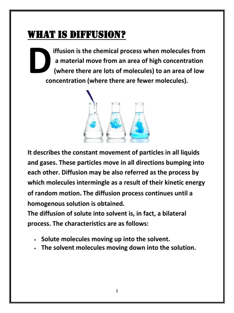 Diffusion of Solids in Liquids Solution Diffusion