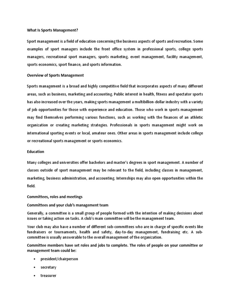 What Is Sports Management Sports Volunteering
