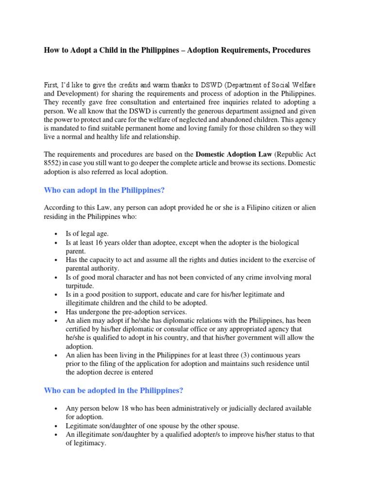 How To Adopt A Child in The Philippines Adoption Requirements