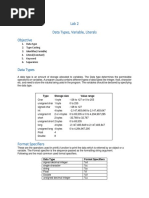 Lab 2 Data Types, Variable, Literals Objective