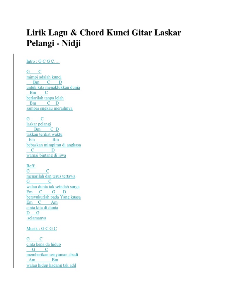 18+ Chord Gitar Lagu Laskar Pelangi Dari C Basgalanos