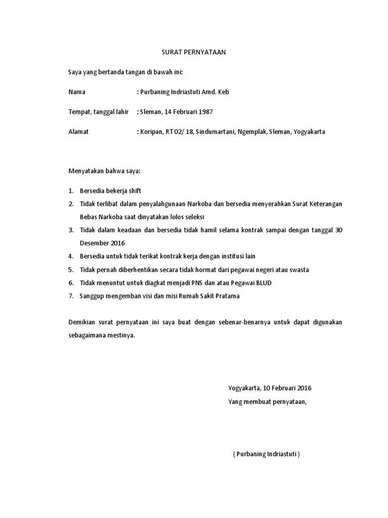 Surat Pernyataan