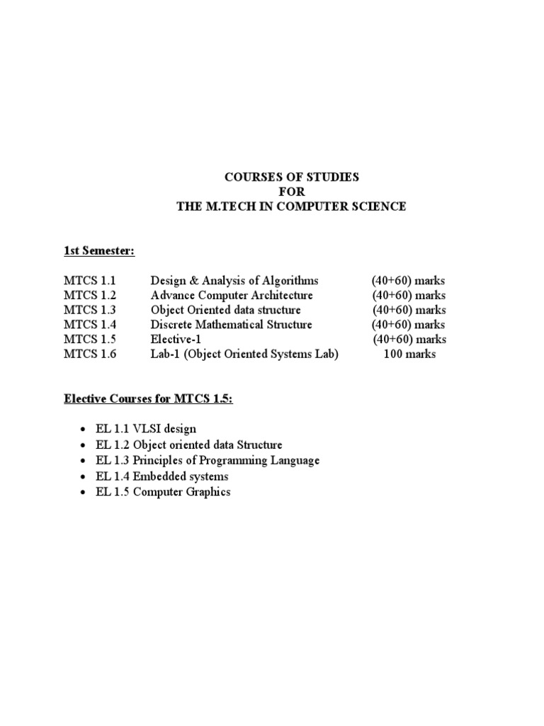 M.Tech Computer Science Course Structure | PDF | Cryptography | Parsing