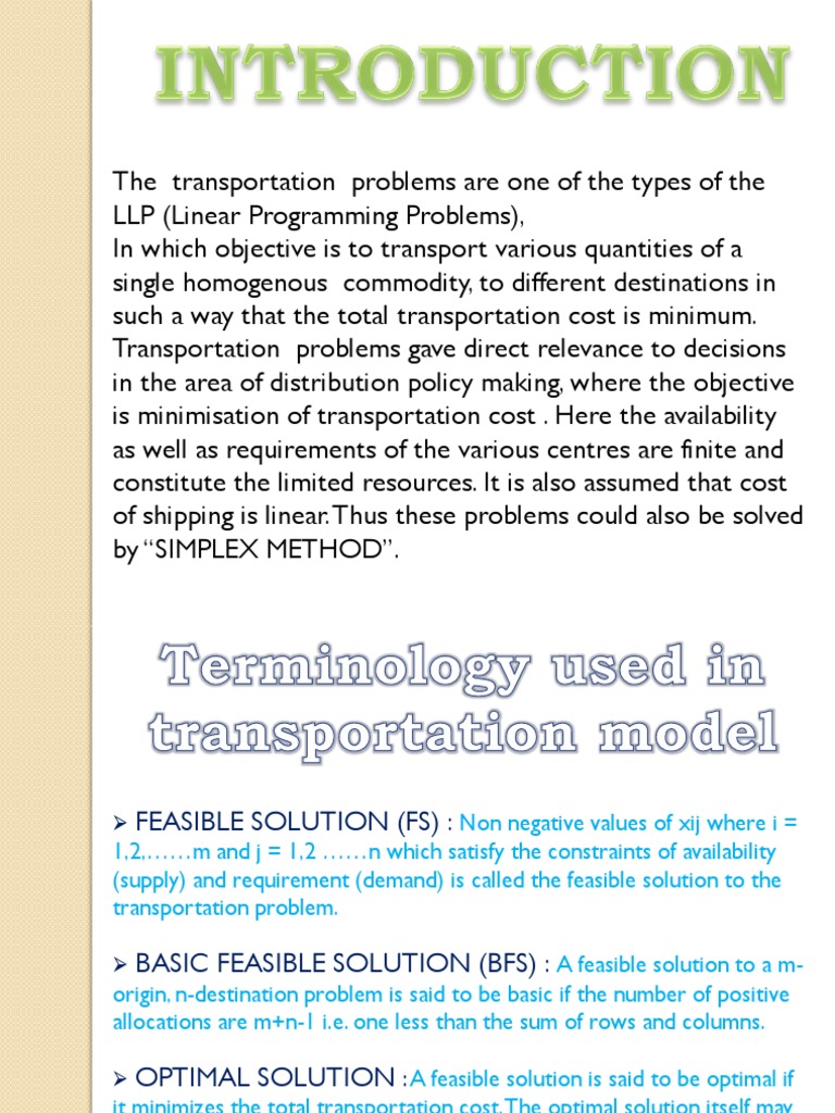 Transportation Problems | PDF | Mathematical Optimization | Linear ...