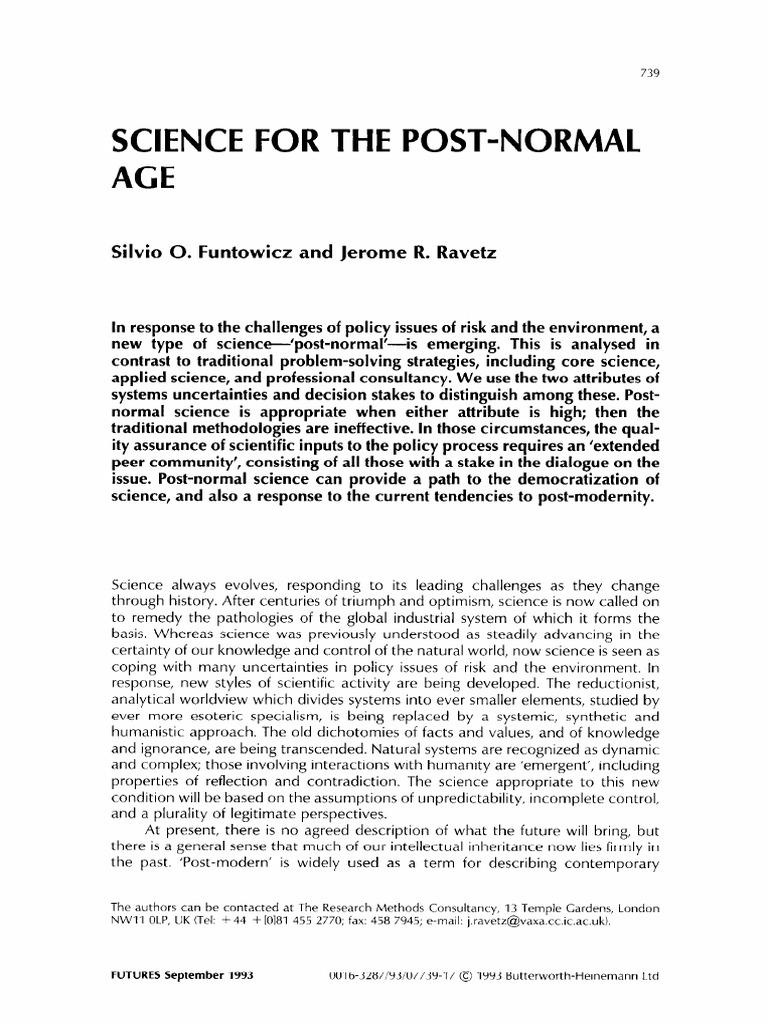 Post-Normal Science: A New Approach | PDF | Science | Uncertainty