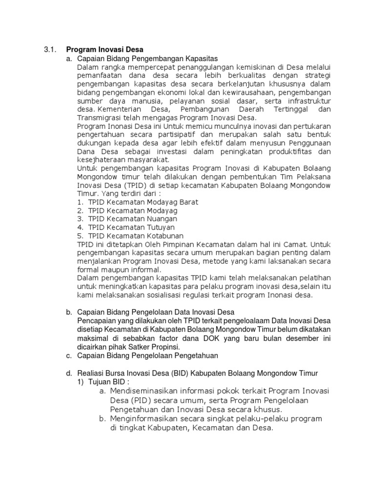 Program Inovasi Desa di Bolaang Mongondow | PDF | Ilmu Sosial