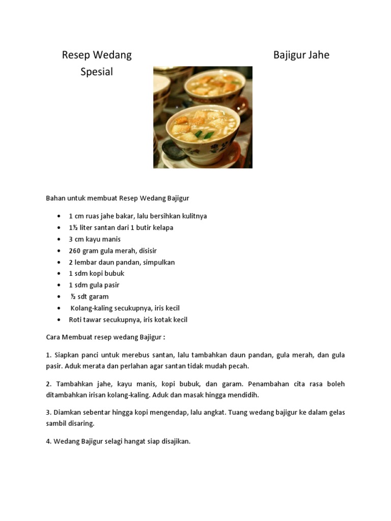 Resep Wedang Jahe Kayu Manis