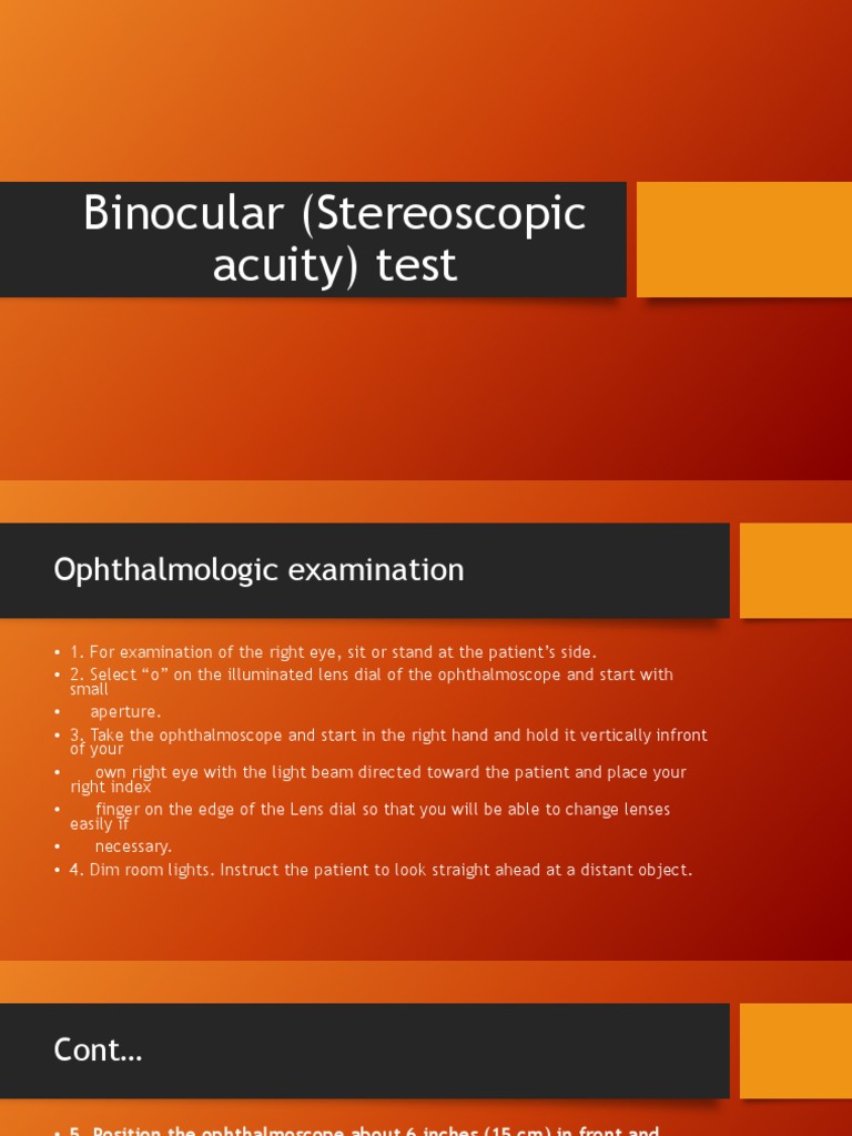 Binocular (Stereoscopic Acuity) Test PDF Retina Eye