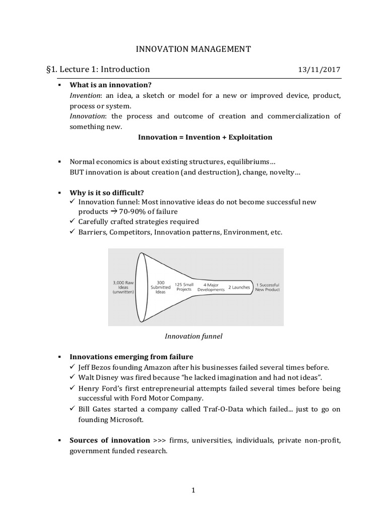 Innovation Management For B&M | PDF | Innovation | Entrepreneurship