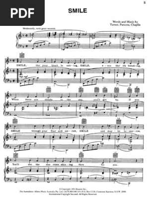 Smile Charlie Chaplin Sheet Music Compositions Entertainment General