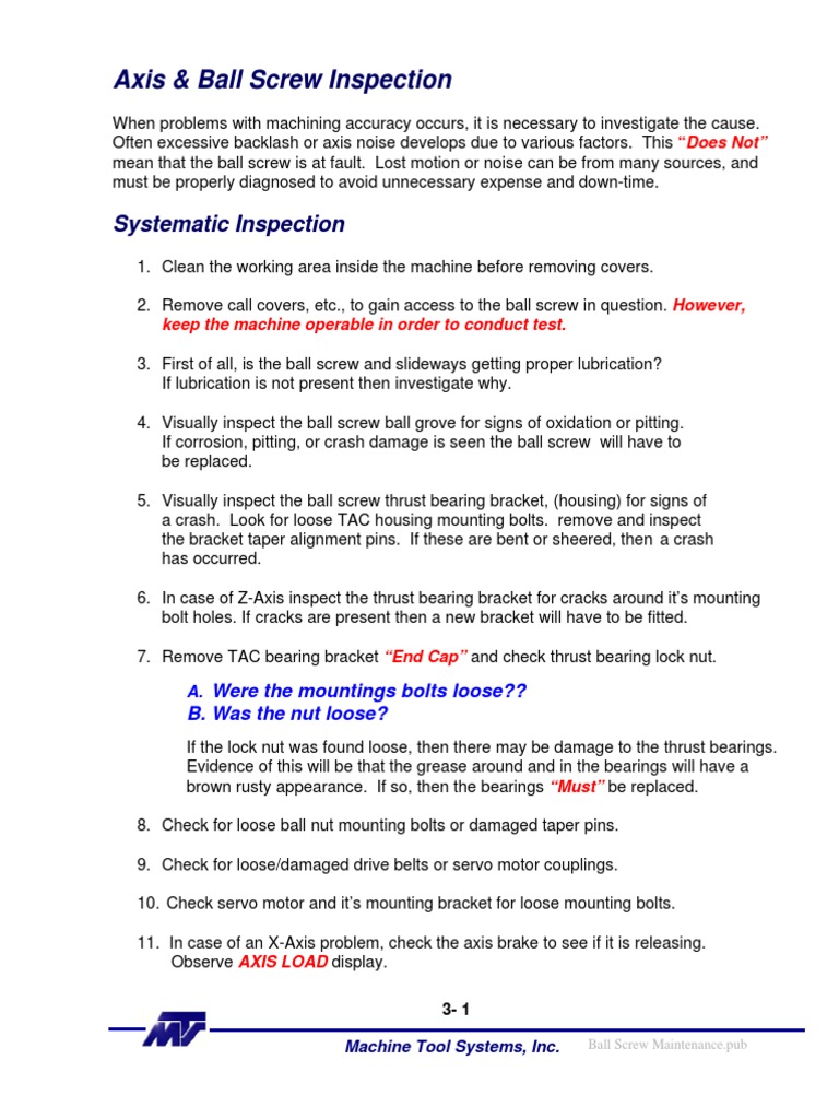 Ball Screw Maintenance PDF PDF Bearing (Mechanical) Screw