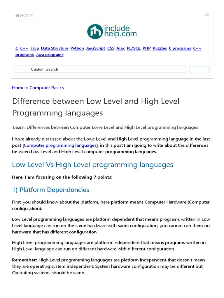 Difference Between Low Level and High Level Programming Languages ...