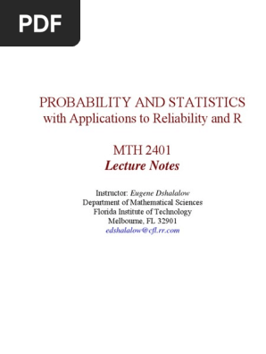 Probability Statistics Mth 2401 Stv V54 Measure Mathematics Probability