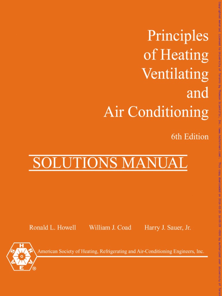 Solution Manual To Principles of Heating Ventilating and Air