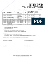 Molybdenum test report details components