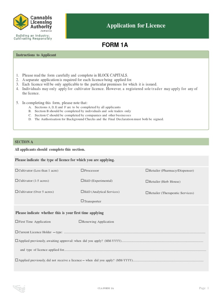 CLA Form 1A 12 2017 PDF Identity Document License