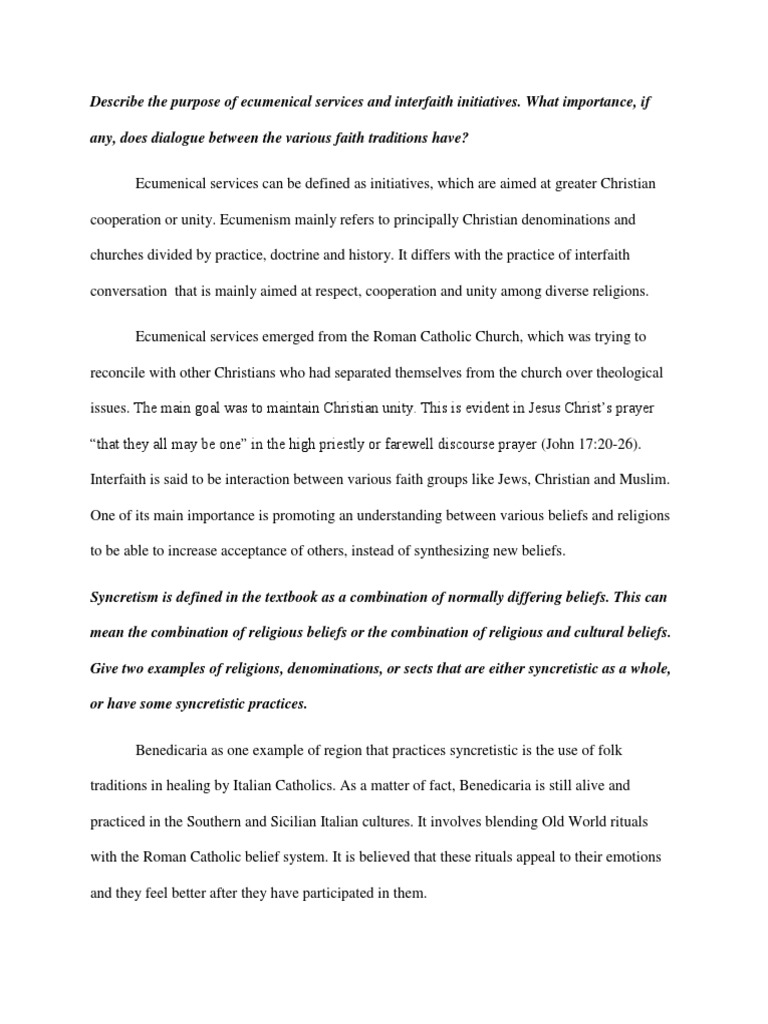 Ecumenical Services and Syncretism Explained | PDF | Ecumenism ...