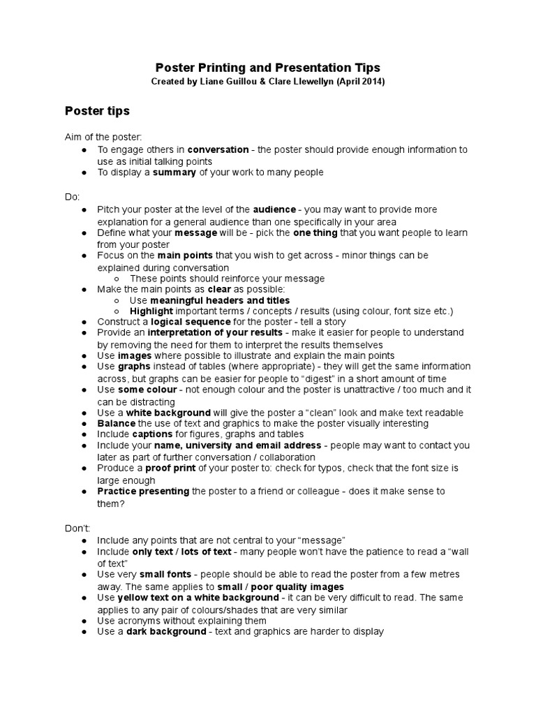 Poster Printing and Presentation Guide | PDF