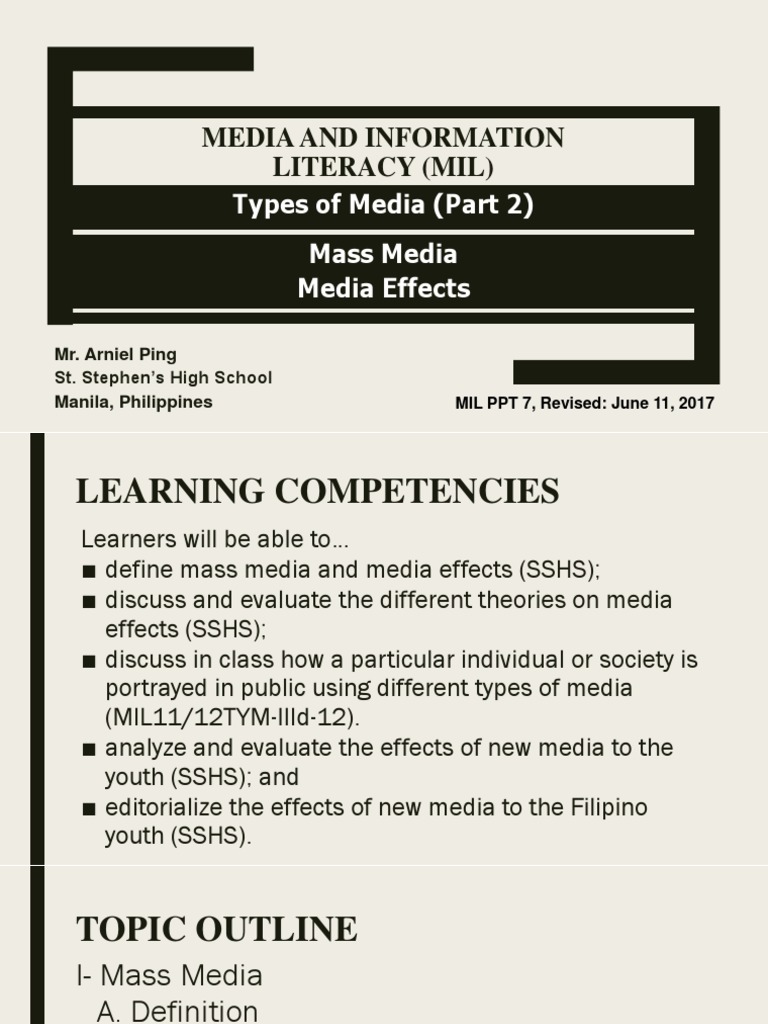 3.MIL 4. Types of Media Part 2 Mass Media and Media Effects