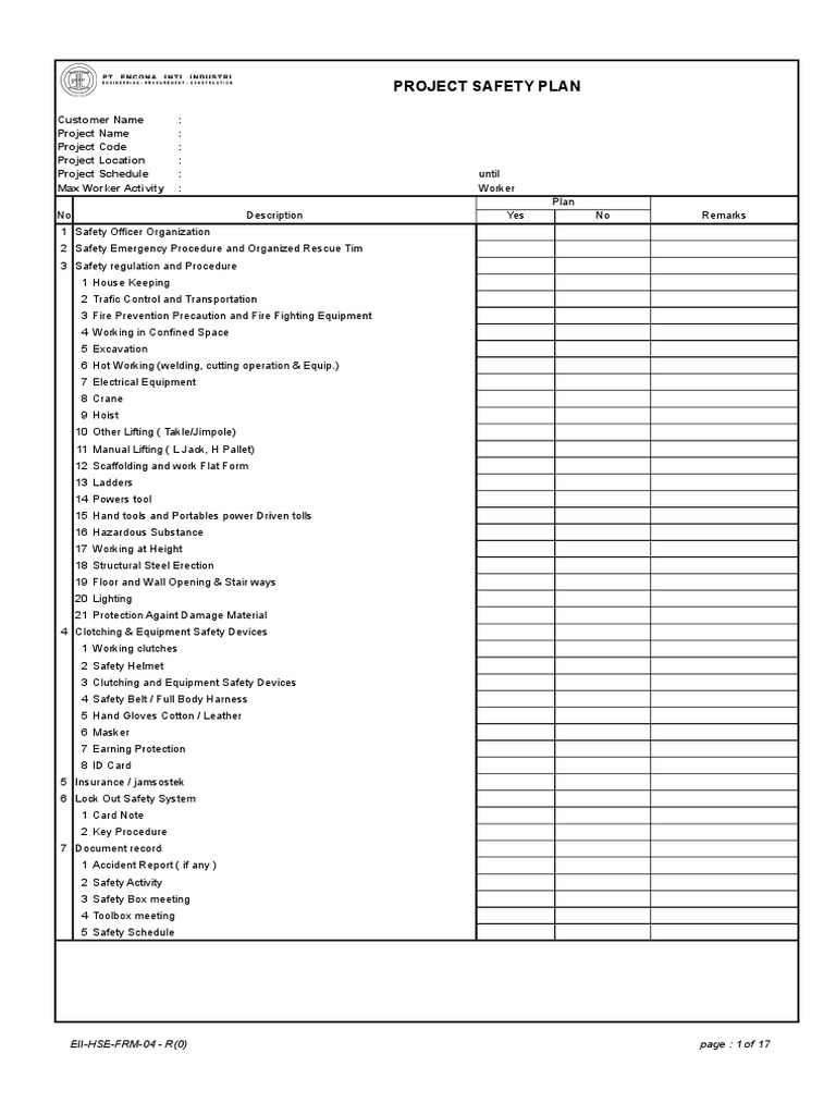Standard Format Laporan HSE Wastewater Waste
