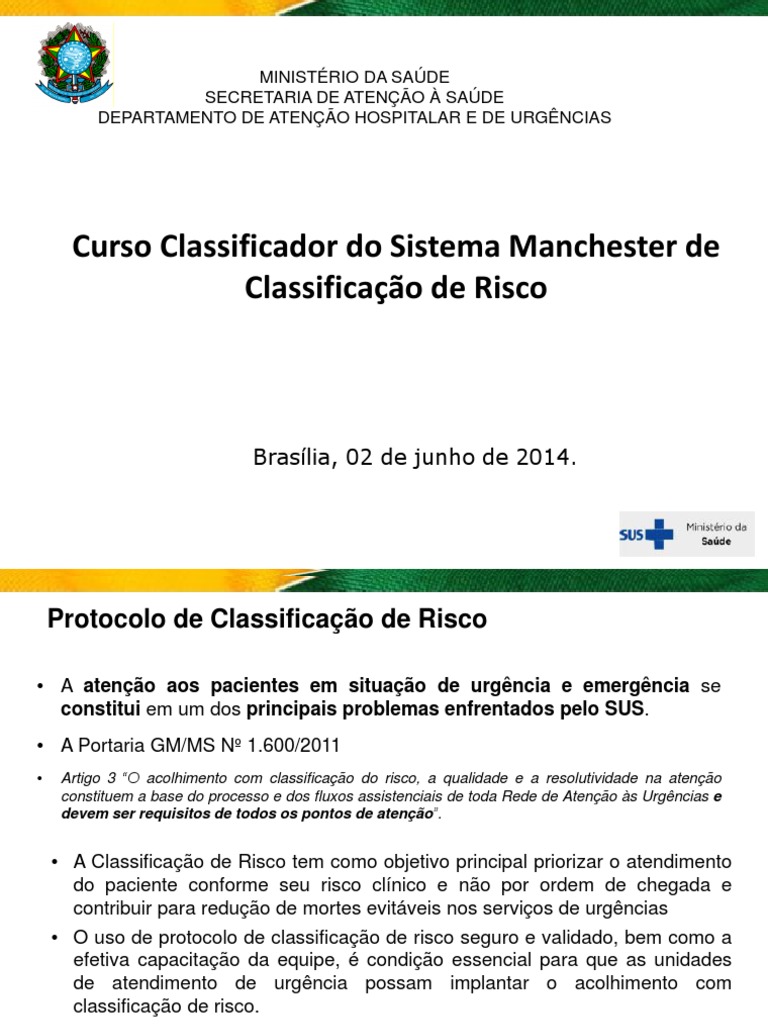 2.a - Sistema Manchester de Classificação de Risco | PDF | Hospital ...